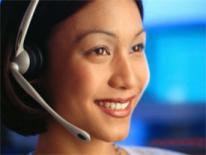 photo of person on headset answering phone